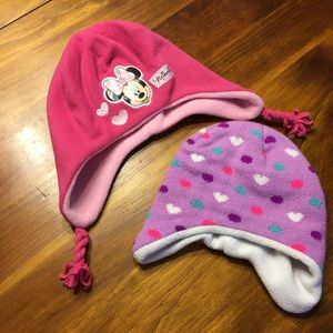 Two fleece toboggans beanies winter hats